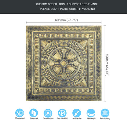 10Pcs Faux Metal Ceiling Tiles for Stylish Kitchens, Bedrooms and Interior Renovation PL01