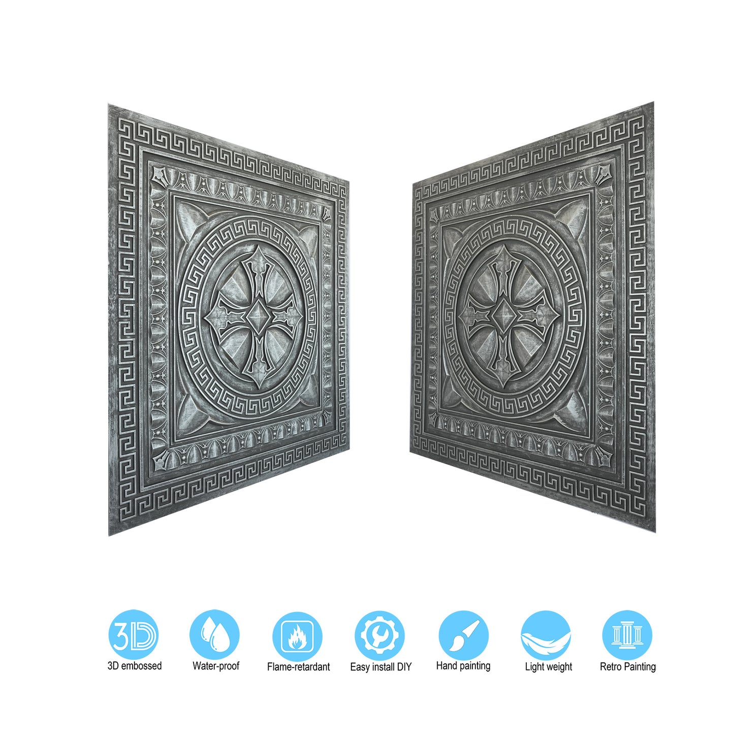 10pcs Retro-Style Tin Ceiling Tiles for Unique Restaurants, Bars and Boutique Stores PL01