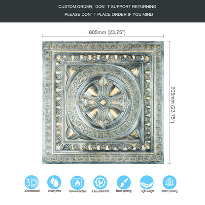 10Pcs Faux Metal Ceiling Tiles for Stylish Kitchens, Bedrooms and Interior Renovation PL01