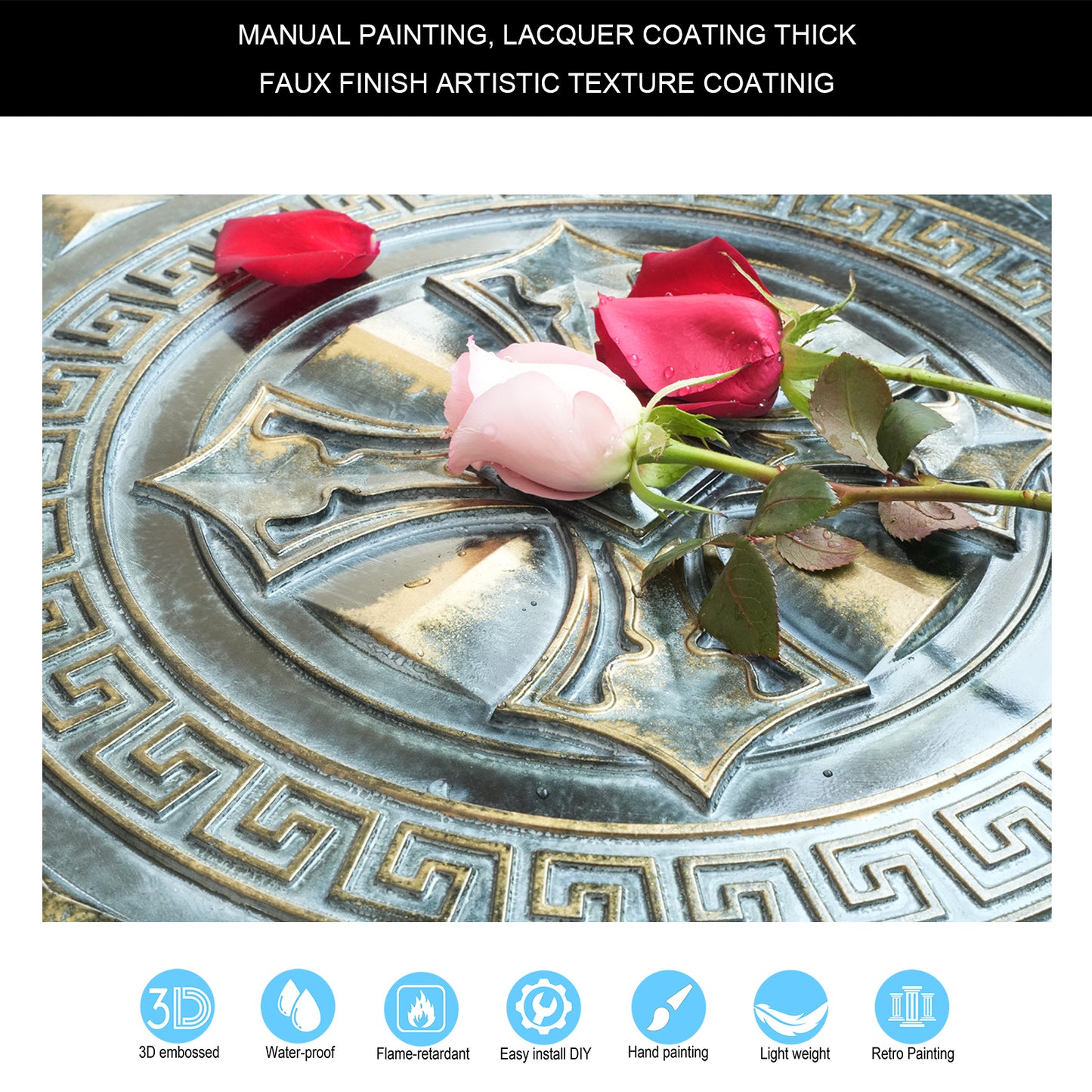 10Pcs Faux Metal Ceiling Tiles for Stylish Kitchens, Bedrooms and Interior Renovation PL01