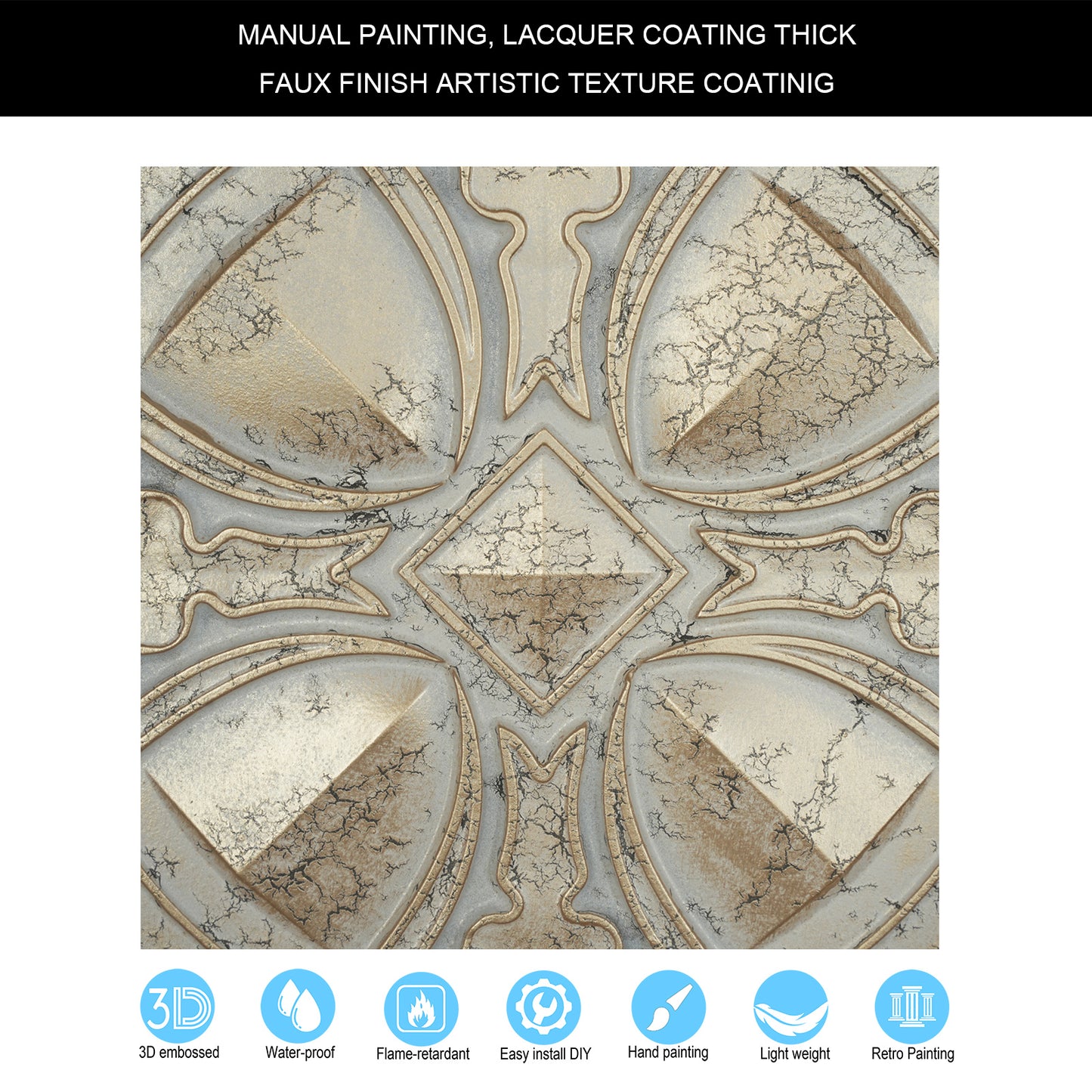 10Pcs Pressed Faux Tin Ceiling Tiles for Heritage Bars, Vintage Restaurants and Boutique Hotels PL01