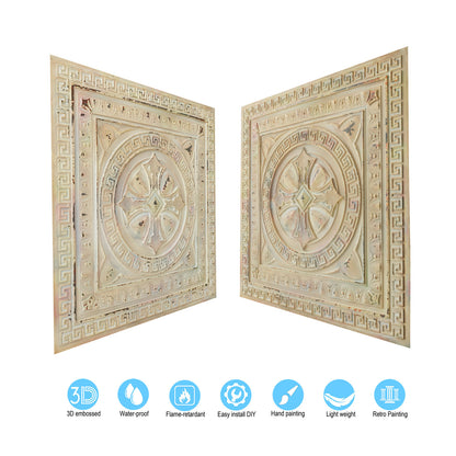10Pcs Pressed Faux Tin Ceiling Tiles for Heritage Bars, Vintage Restaurants and Boutique Hotels PL01
