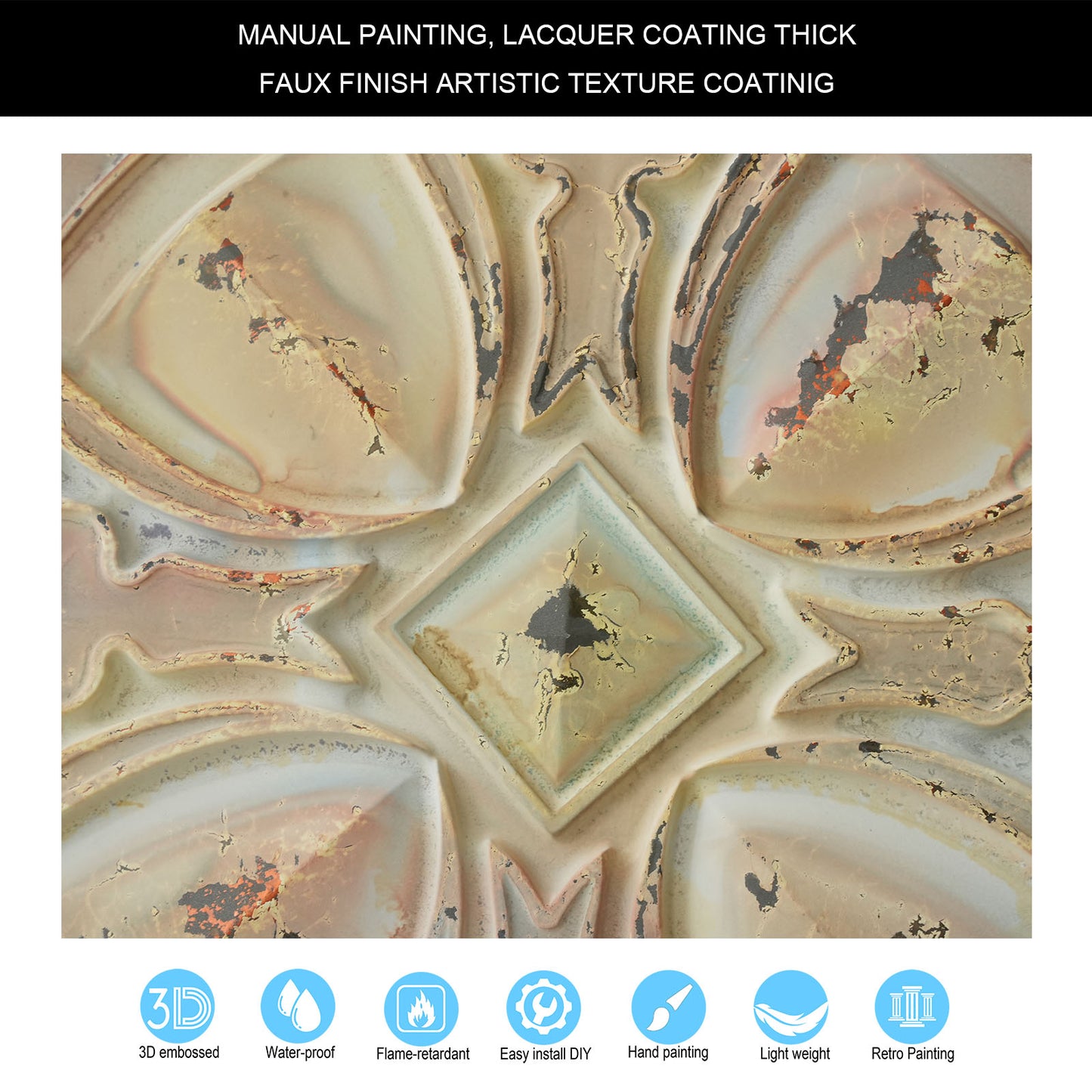 10Pcs Pressed Faux Tin Ceiling Tiles for Heritage Bars, Vintage Restaurants and Boutique Hotels PL01