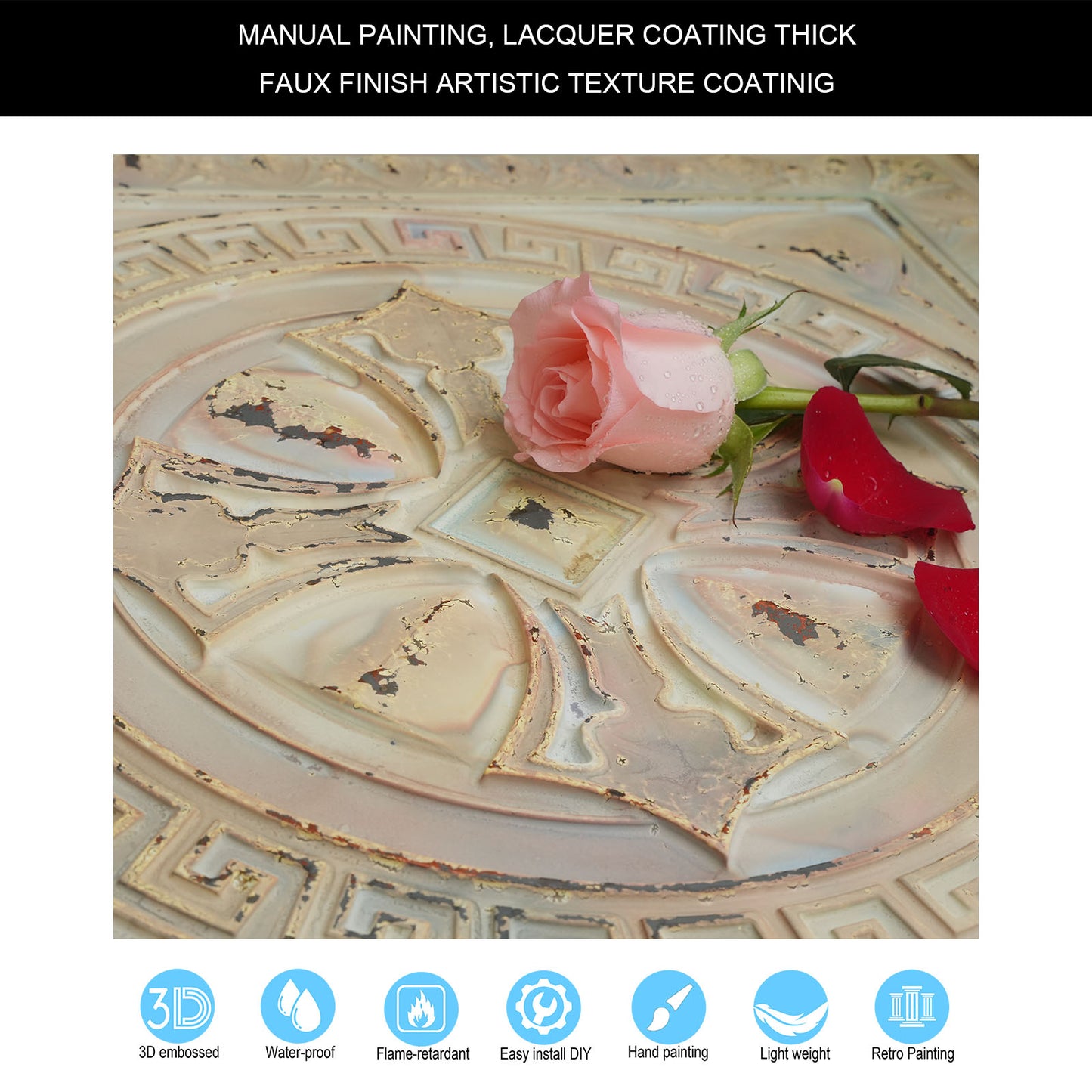 10Pcs Pressed Faux Tin Ceiling Tiles for Heritage Bars, Vintage Restaurants and Boutique Hotels PL01