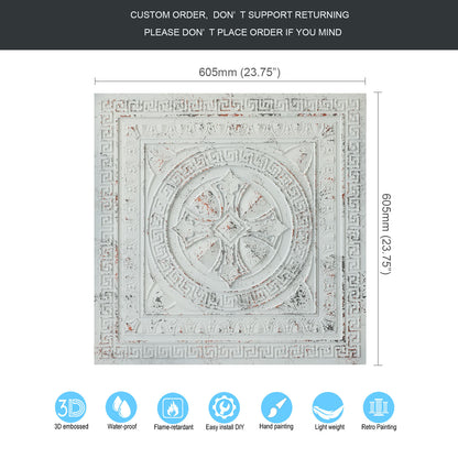 10Pcs Pressed Faux Tin Ceiling Tiles for Heritage Bars, Vintage Restaurants and Boutique Hotels PL01