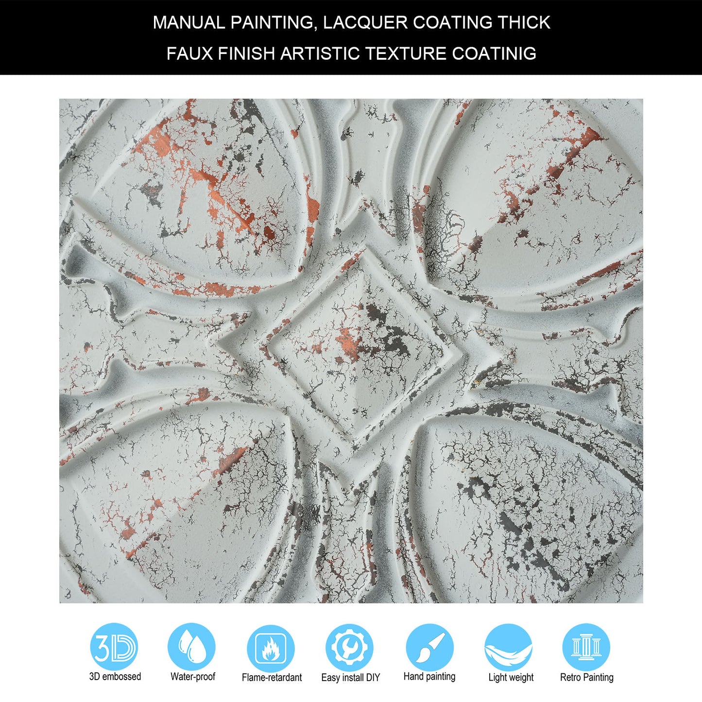 10Pcs Pressed Faux Tin Ceiling Tiles for Heritage Bars, Vintage Restaurants and Boutique Hotels PL01