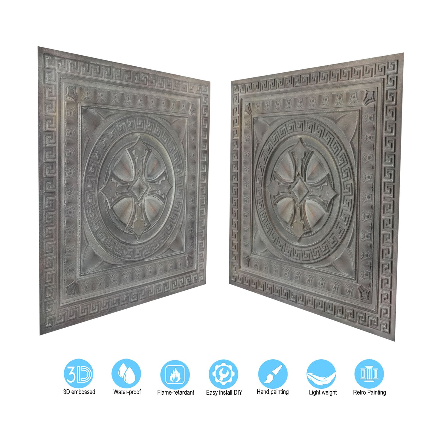 10pcs Retro-Style Tin Ceiling Tiles for Unique Restaurants, Bars and Boutique Stores PL01