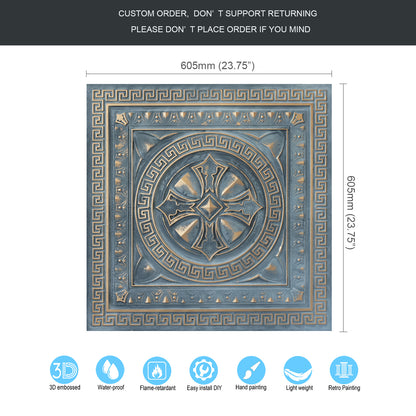 10Pcs Faux Metal Ceiling Tiles for Stylish Kitchens, Bedrooms and Interior Renovation PL01