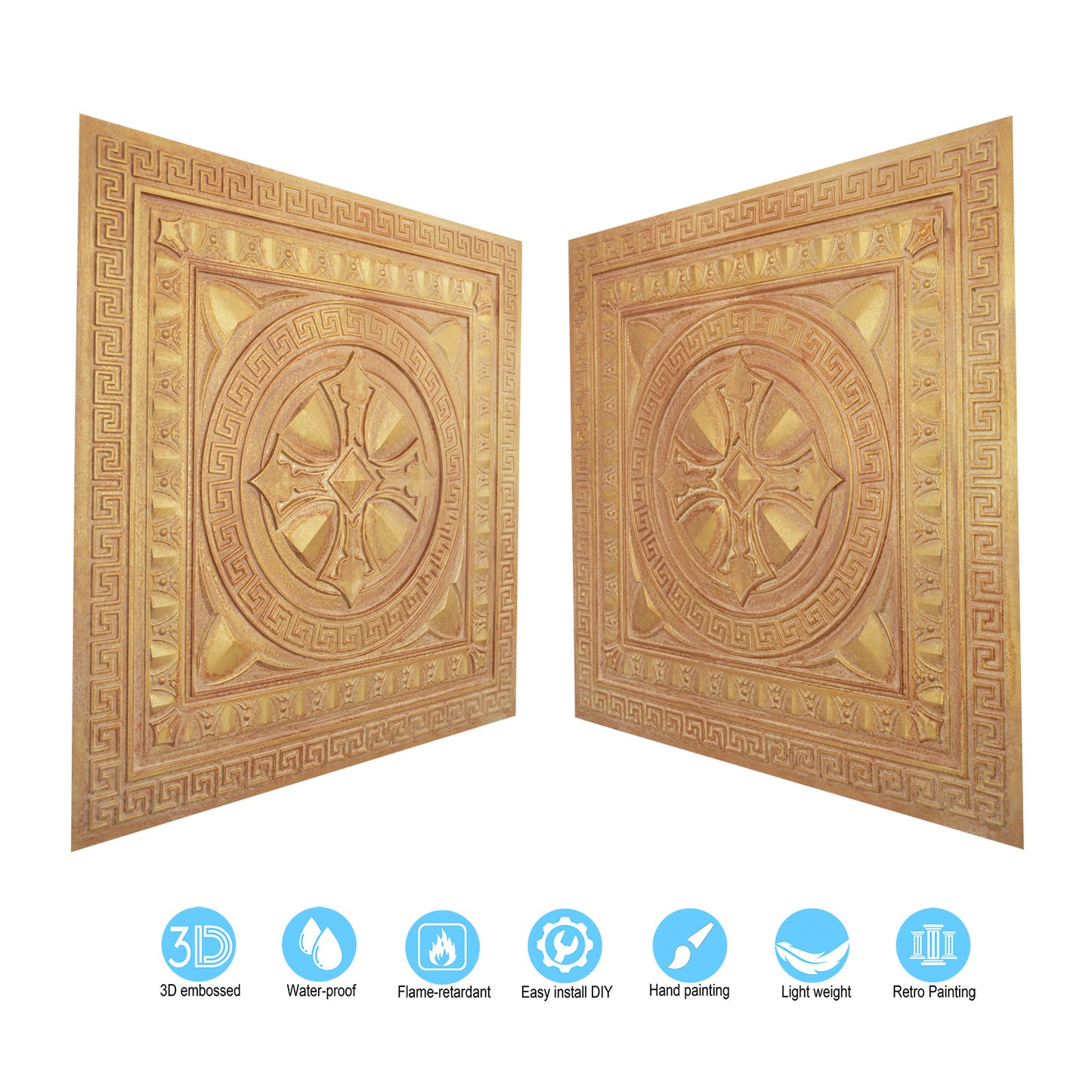 10Pcs Pressed Faux Tin Ceiling Tiles for Heritage Bars, Vintage Restaurants and Boutique Hotels PL01
