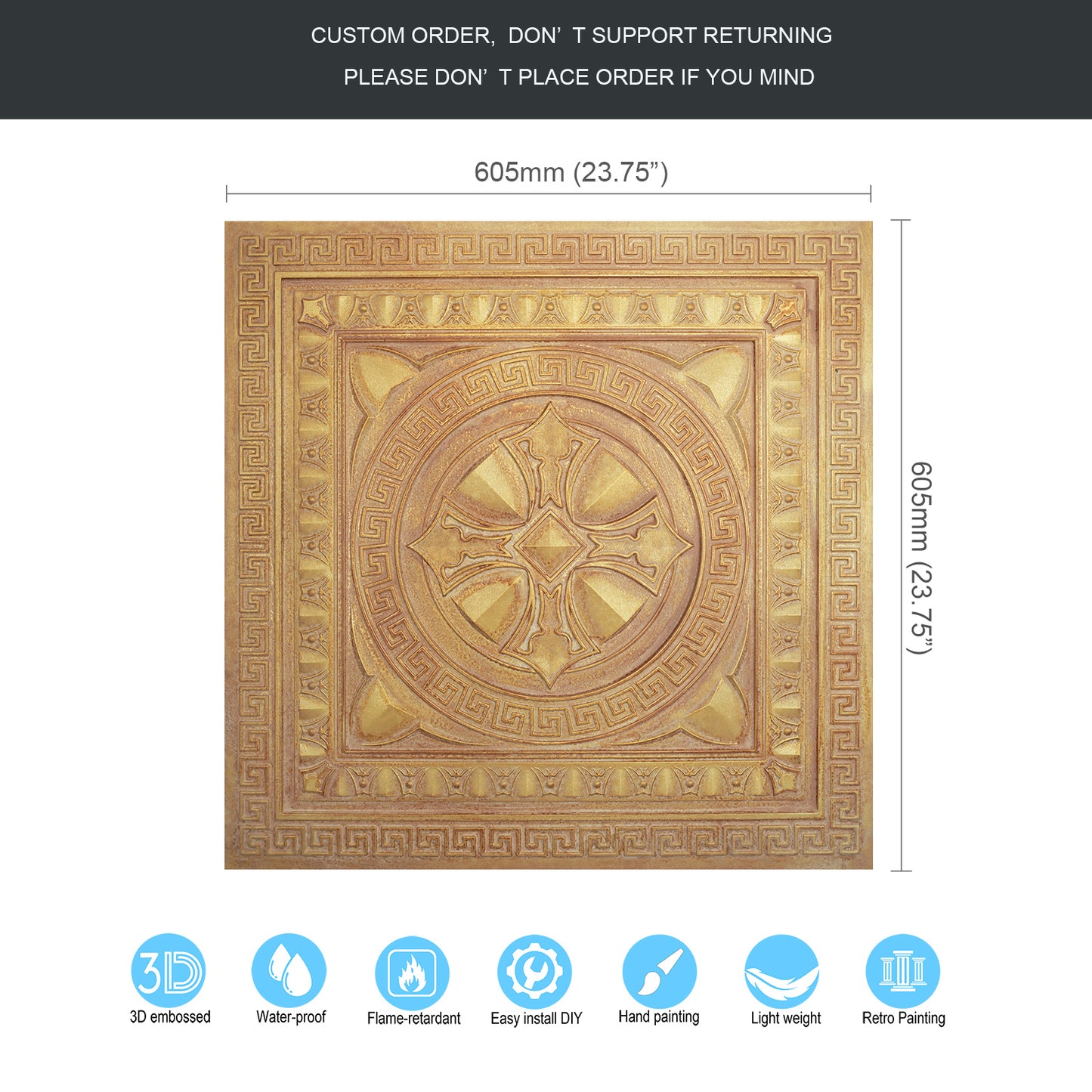 10Pcs Pressed Faux Tin Ceiling Tiles for Heritage Bars, Vintage Restaurants and Boutique Hotels PL01