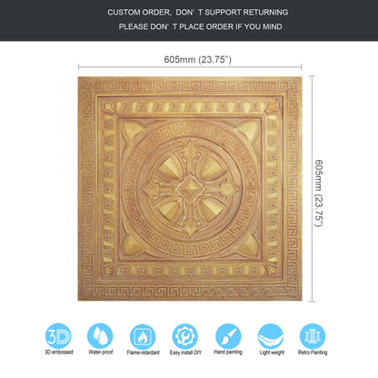 10Pcs Pressed Faux Tin Ceiling Tiles for Heritage Bars, Vintage Restaurants and Boutique Hotels PL01