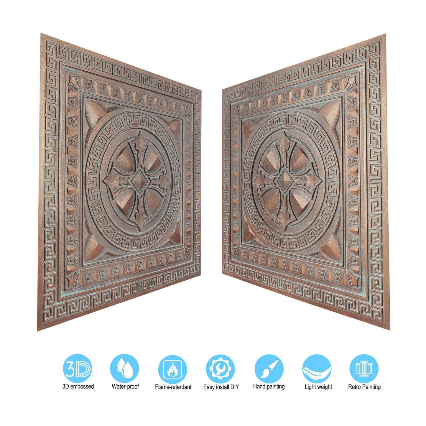 10pcs Retro-Style Tin Ceiling Tiles for Unique Restaurants, Bars and Boutique Stores PL01