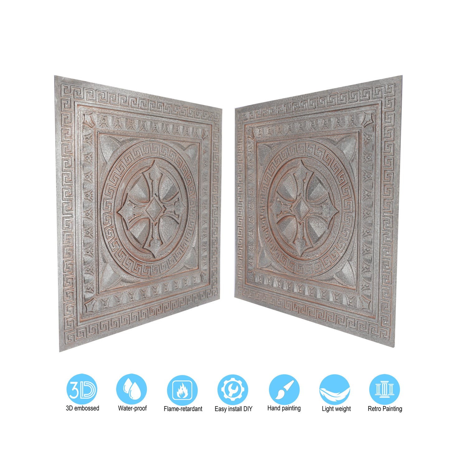 10pcs Retro-Style Tin Ceiling Tiles for Unique Restaurants, Bars and Boutique Stores PL01