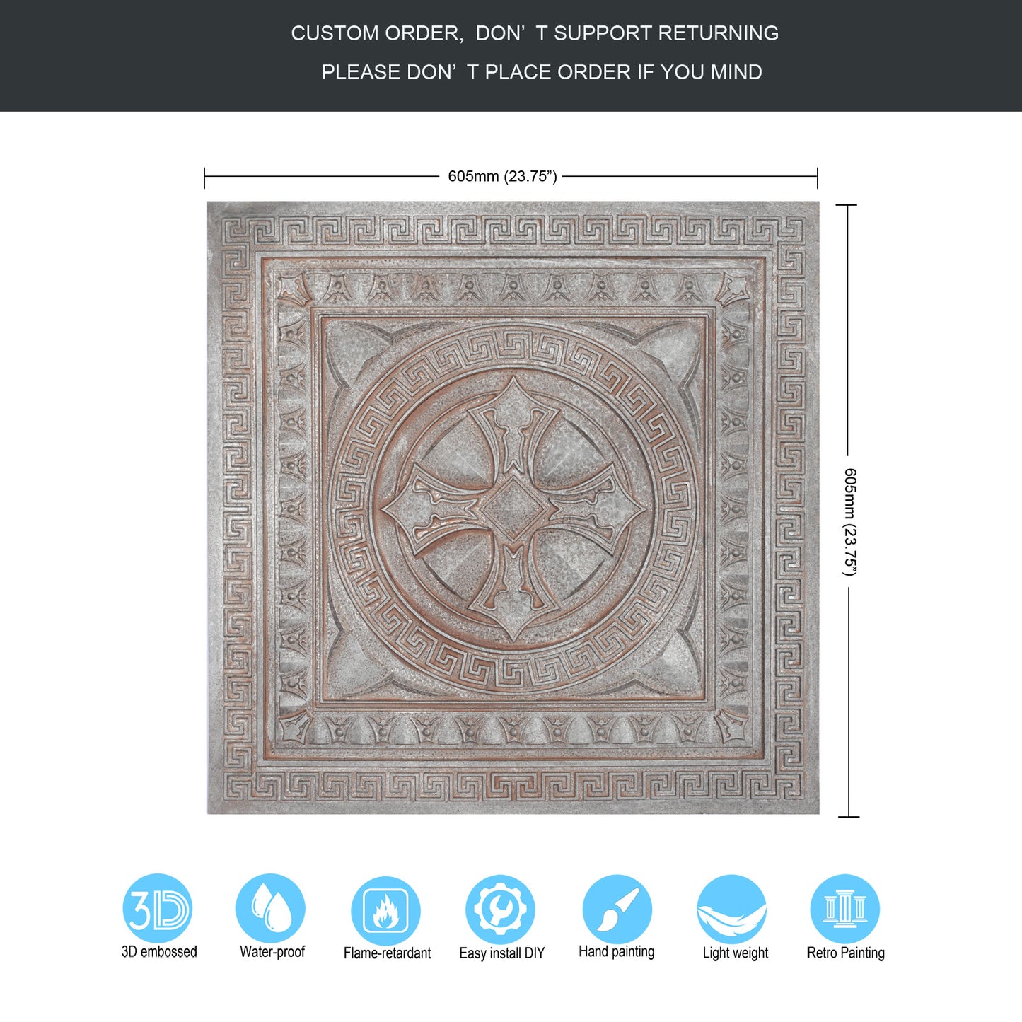 10pcs Retro-Style Tin Ceiling Tiles for Unique Restaurants, Bars and Boutique Stores PL01