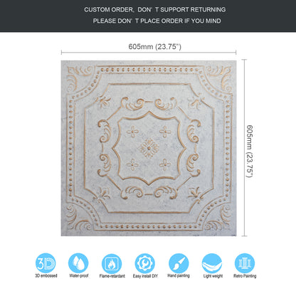 10Pcs Distressed Ceiling Tiles for Craft Studios, Retro Cafés and Industrial Design Rooms PL04