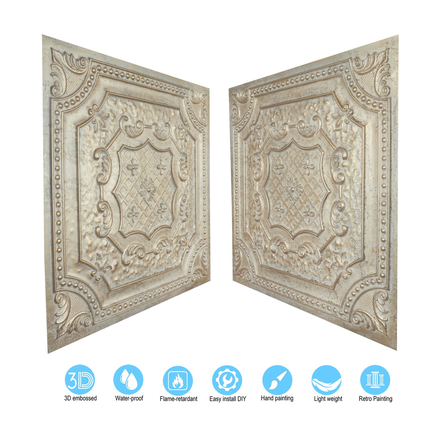 10Pcs Distressed Ceiling Tiles for Craft Studios, Retro Cafés and Industrial Design Rooms PL04