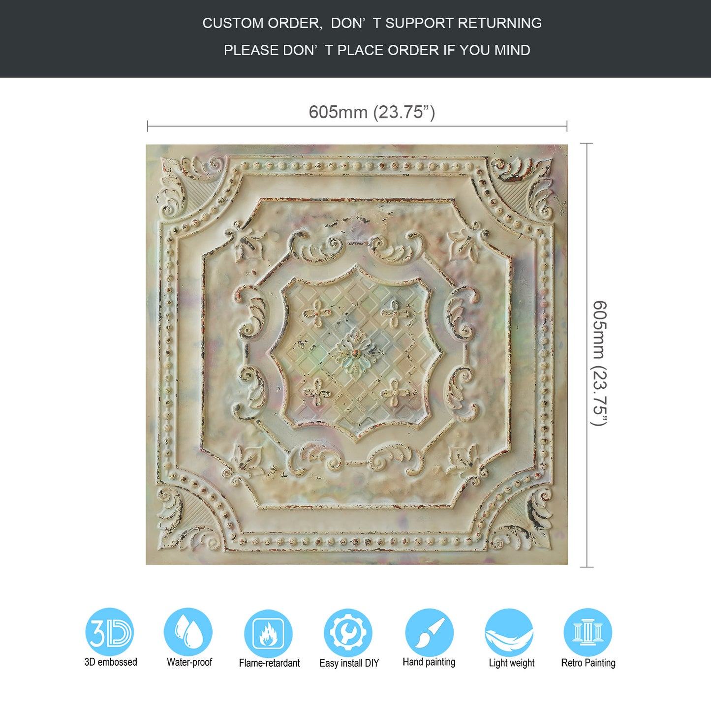 10Pcs Distressed Ceiling Tiles for Craft Studios, Retro Cafés and Industrial Design Rooms PL04