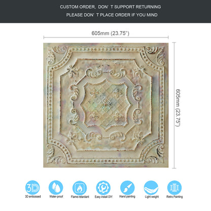 10Pcs Distressed Ceiling Tiles for Craft Studios, Retro Cafés and Industrial Design Rooms PL04