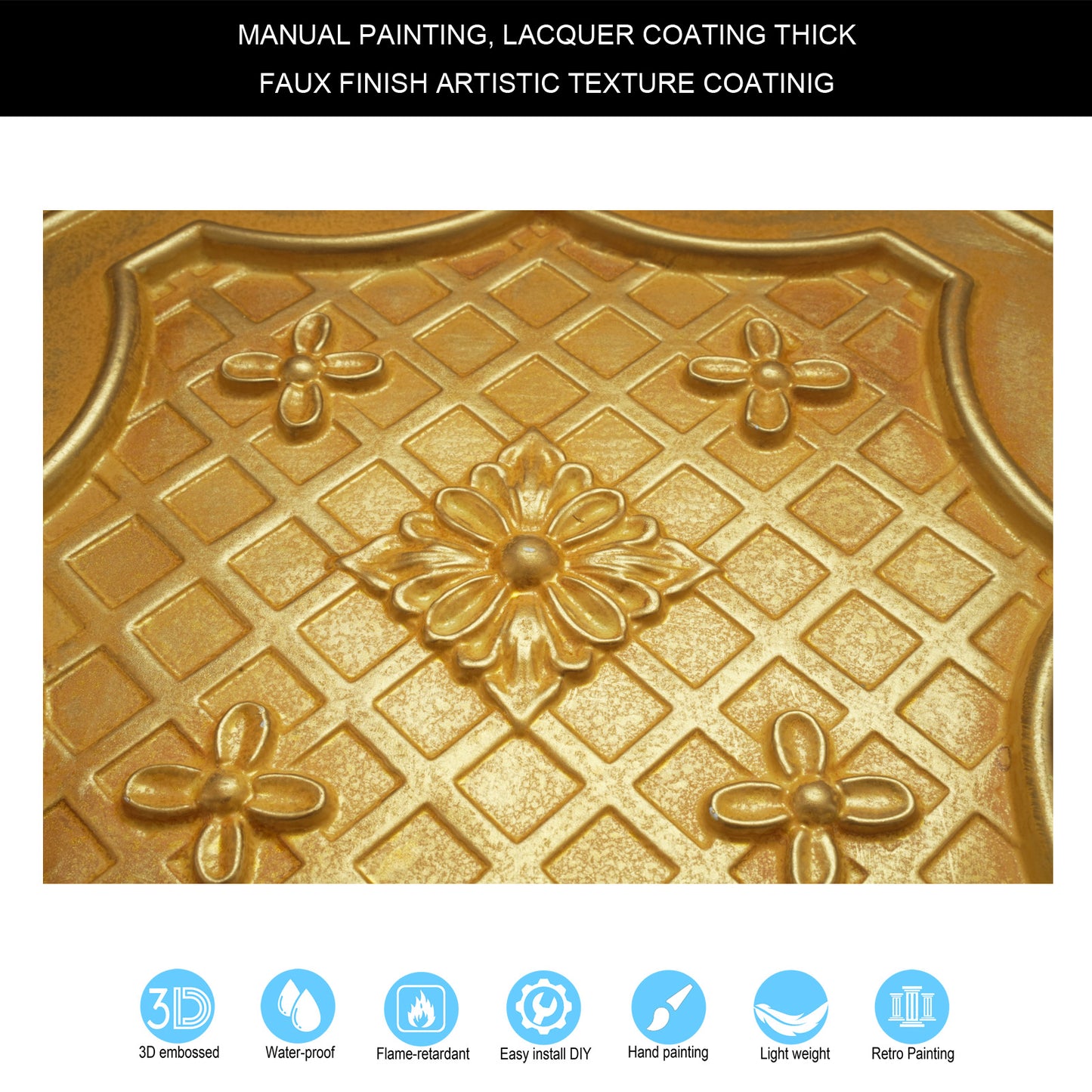 10Pcs Art Ceiling Tiles for Stylish Living Rooms, Museums and Elegant Hotel Interiors PL04