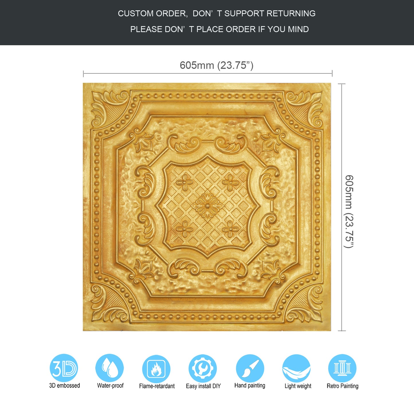 10Pcs Art Ceiling Tiles for Stylish Living Rooms, Museums and Elegant Hotel Interiors PL04