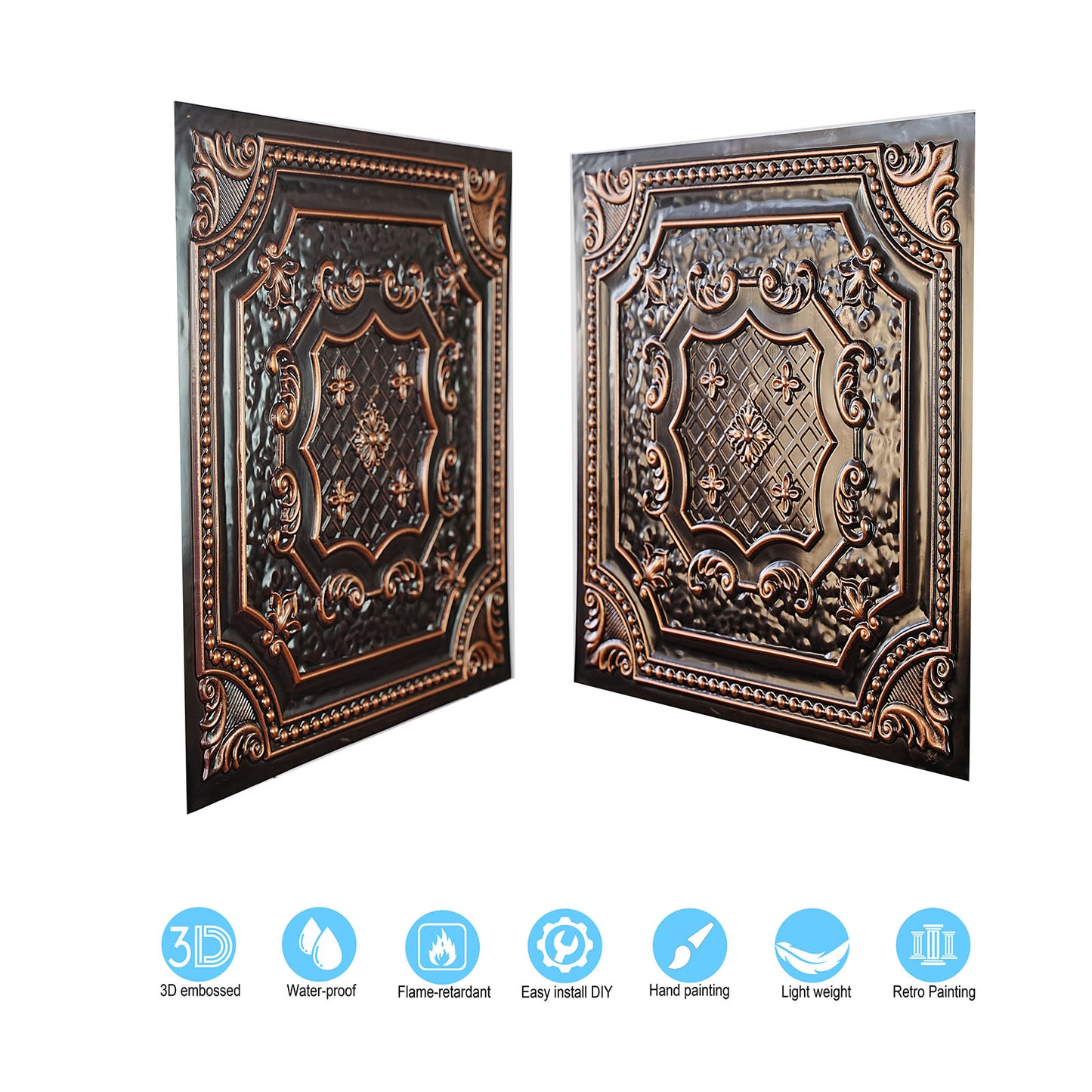 10Pcs Art Ceiling Tiles for Stylish Living Rooms, Museums and Elegant Hotel Interiors PL04