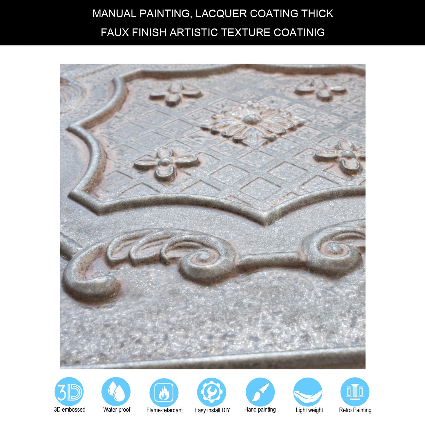 10Pcs Antique Decorative Ceiling Tiles for Classic Inns, Tea Houses and Romantic Interiors PL04