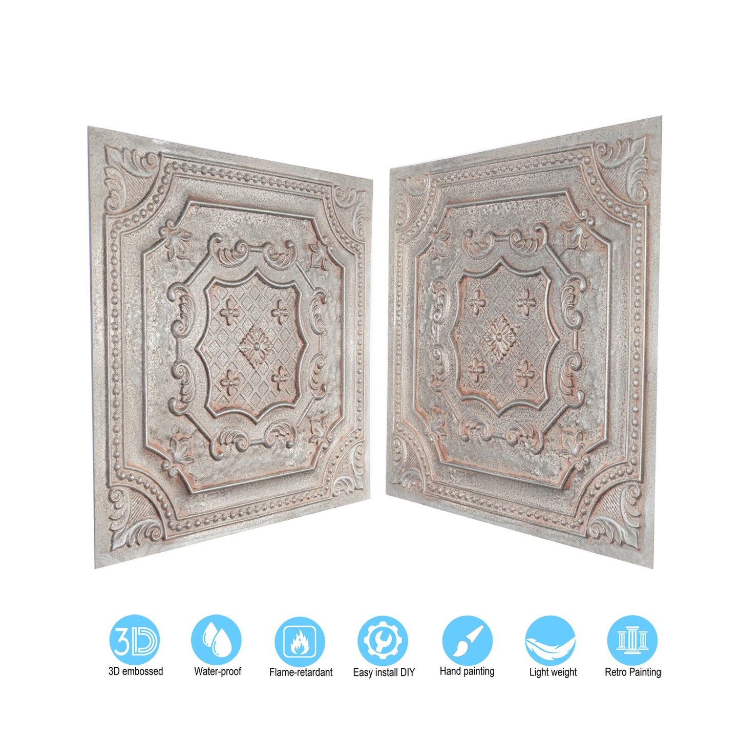 10Pcs Antique Decorative Ceiling Tiles for Classic Inns, Tea Houses and Romantic Interiors PL04