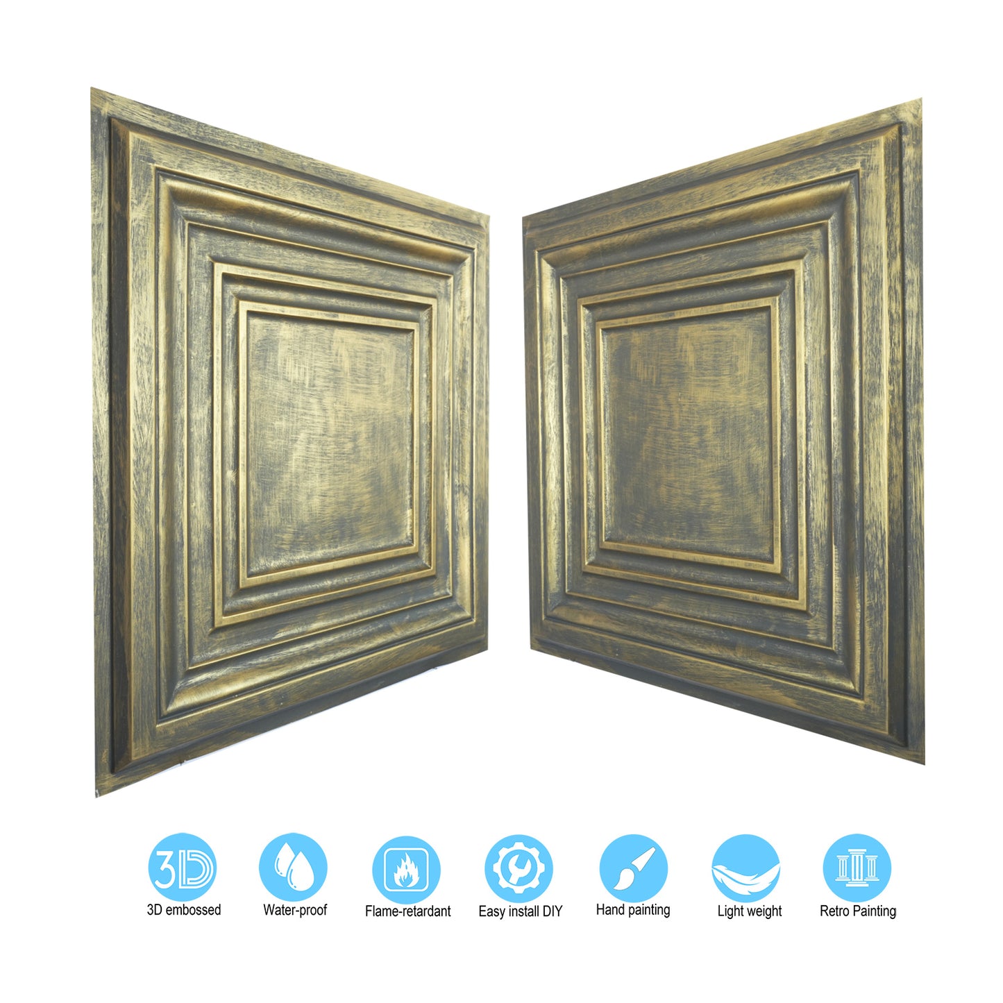 10Pcs Faux Metal Ceiling Tiles for Bars, Cafés, Lounges and Contemporary Interiors PL05