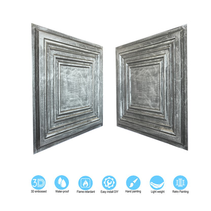 10Pcs Faux Metal Ceiling Tiles for Bars, Cafés, Lounges and Contemporary Interiors PL05