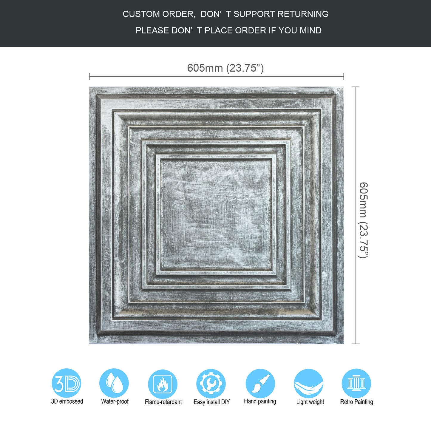 10Pcs Faux Metal Ceiling Tiles for Bars, Cafés, Lounges and Contemporary Interiors PL05