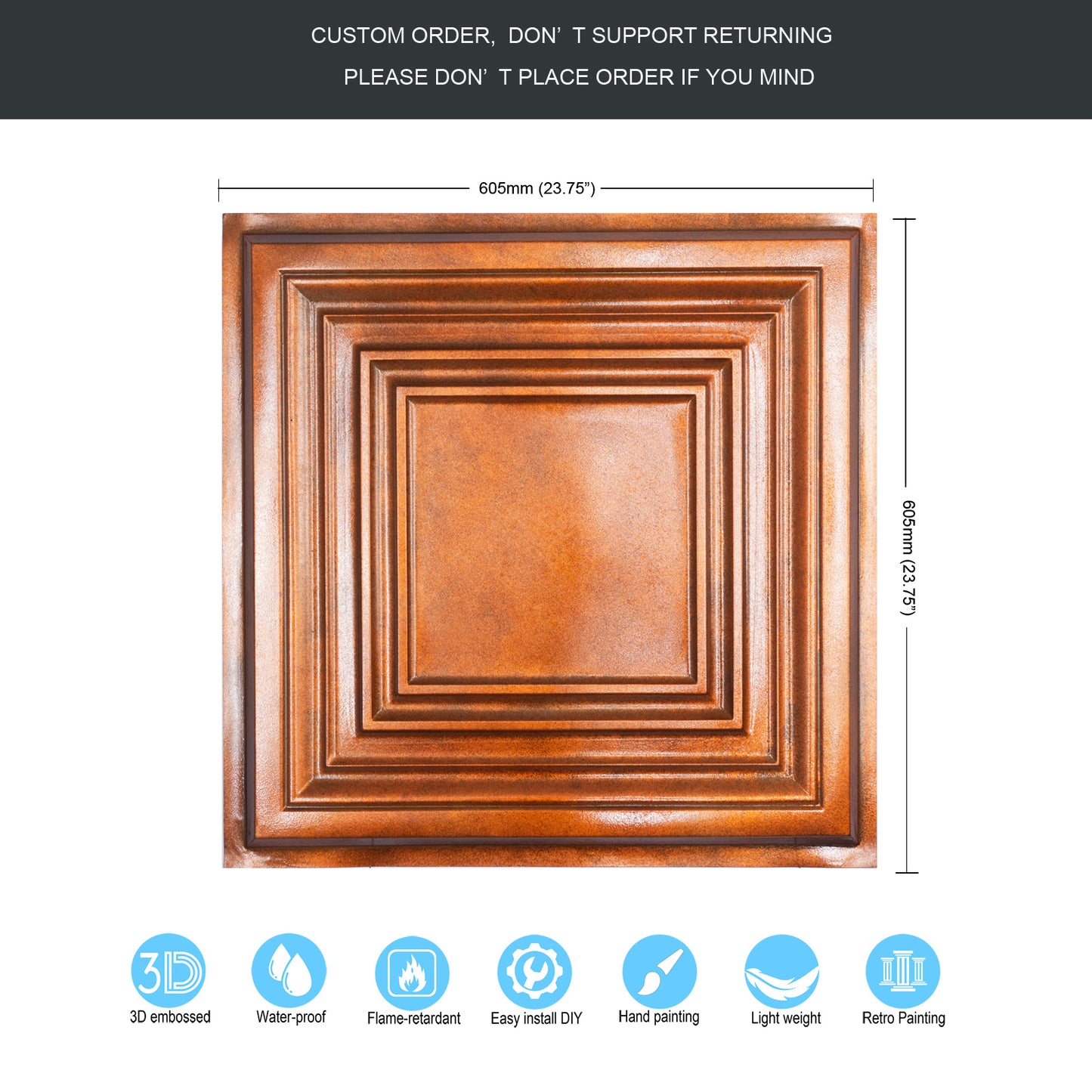 10Pcs Vintage Ceiling Tiles for Wine Cellars, Old-World Restaurants and Artistic Rooms PL05