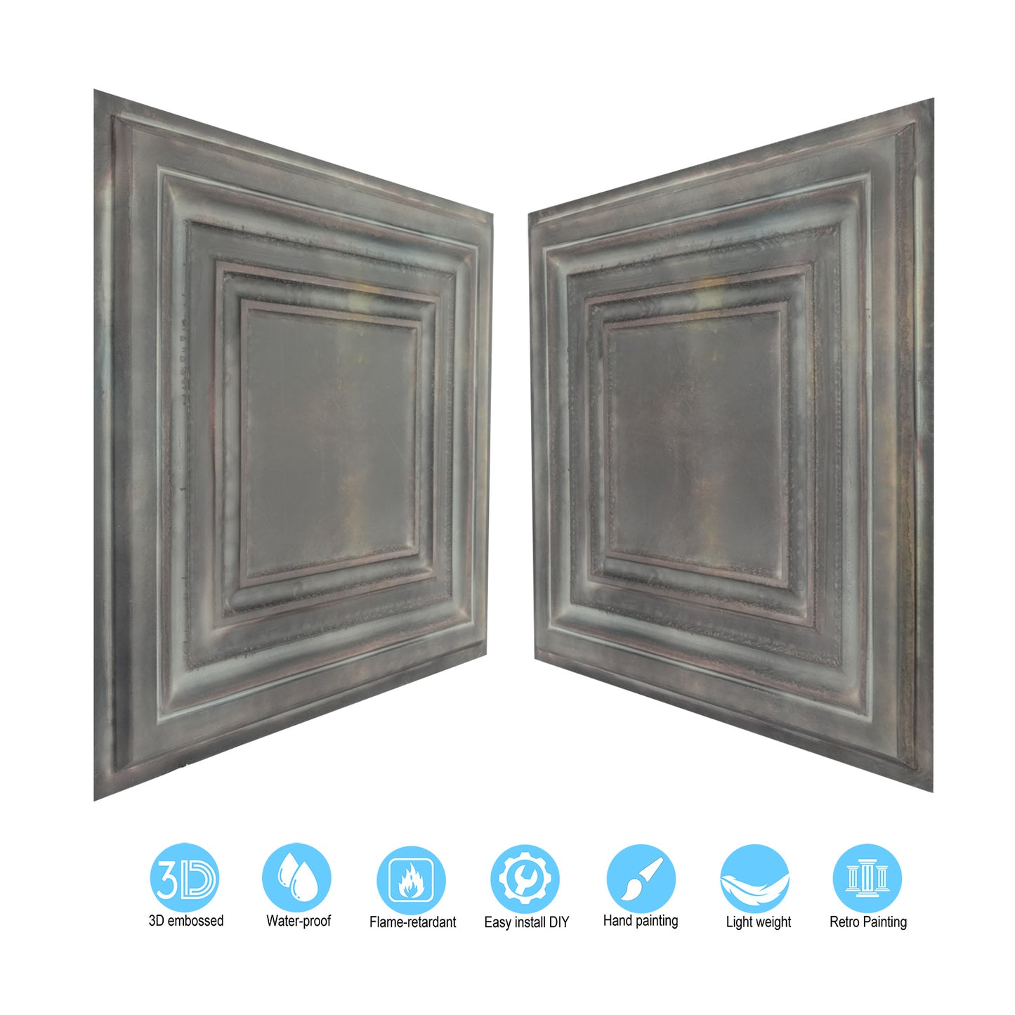 10Pcs Pressed Faux Tin Ceiling Tiles for Heritage Bars, Vintage Restaurants and Boutique Hotels PL05