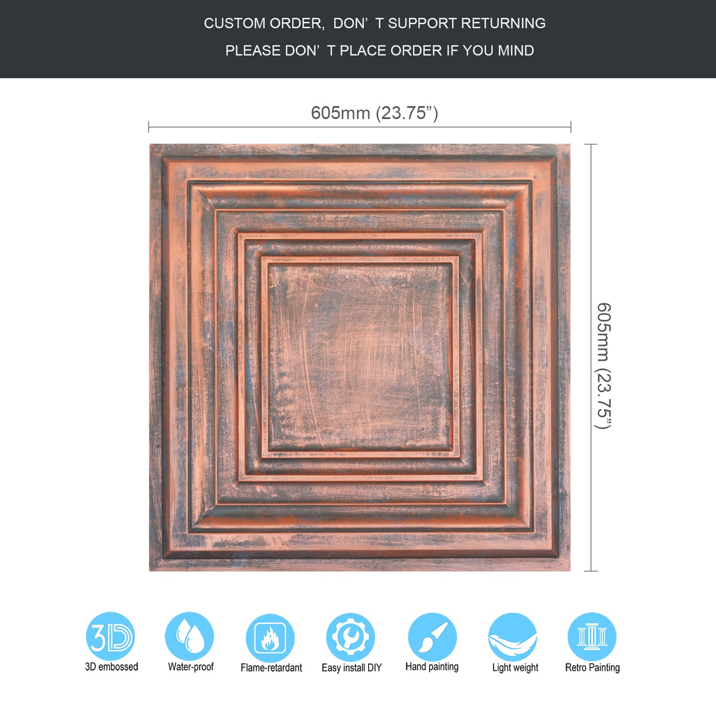 10Pcs Vintage Ceiling Tiles for Wine Cellars, Old-World Restaurants and Artistic Rooms PL05