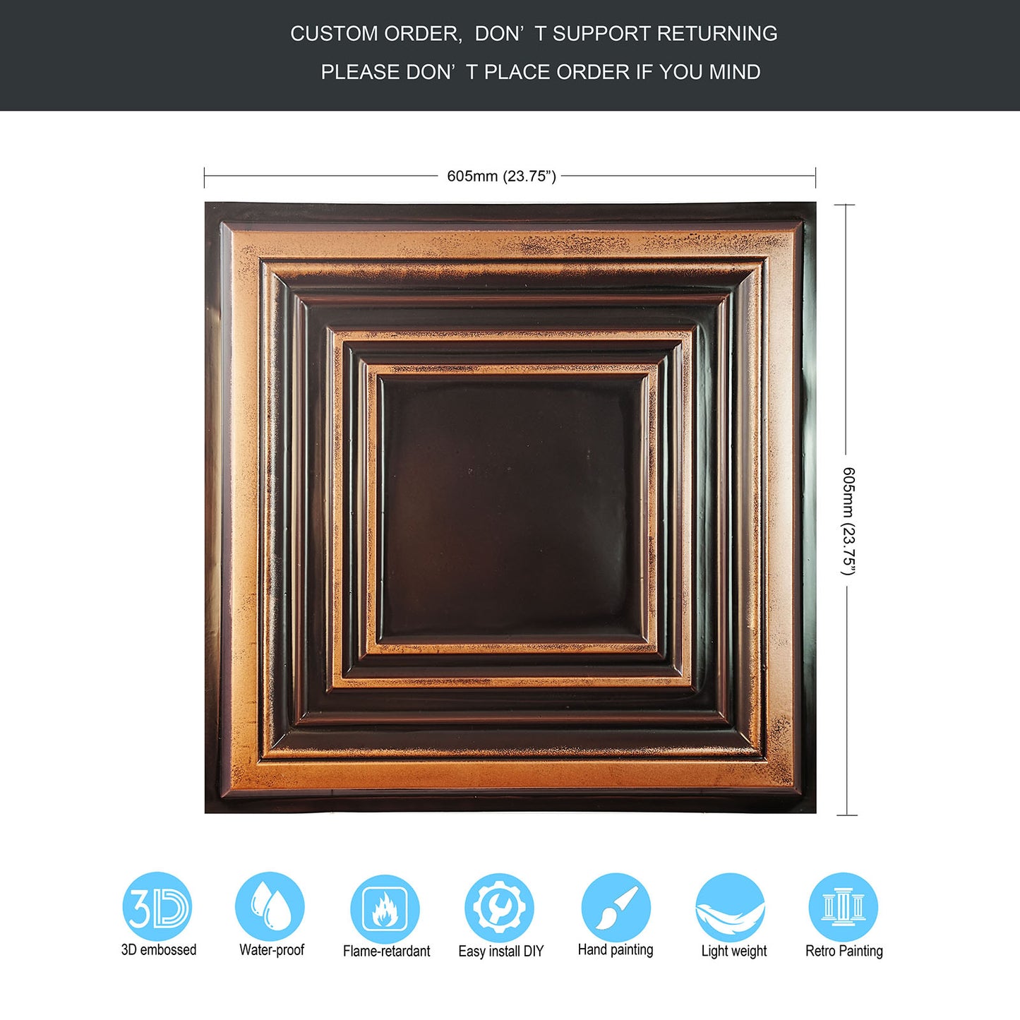 10Pcs Pressed Faux Tin Ceiling Tiles for Heritage Bars, Vintage Restaurants and Boutique Hotels PL05