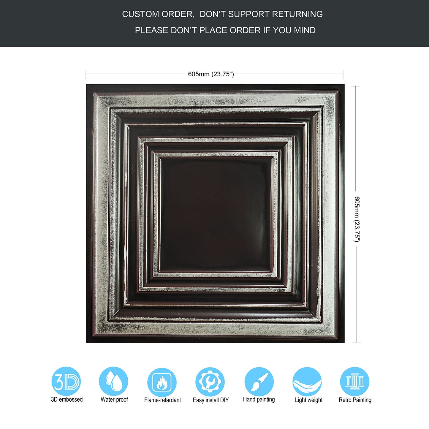 10Pcs Pressed Faux Tin Ceiling Tiles for Heritage Bars, Vintage Restaurants and Boutique Hotels PL05