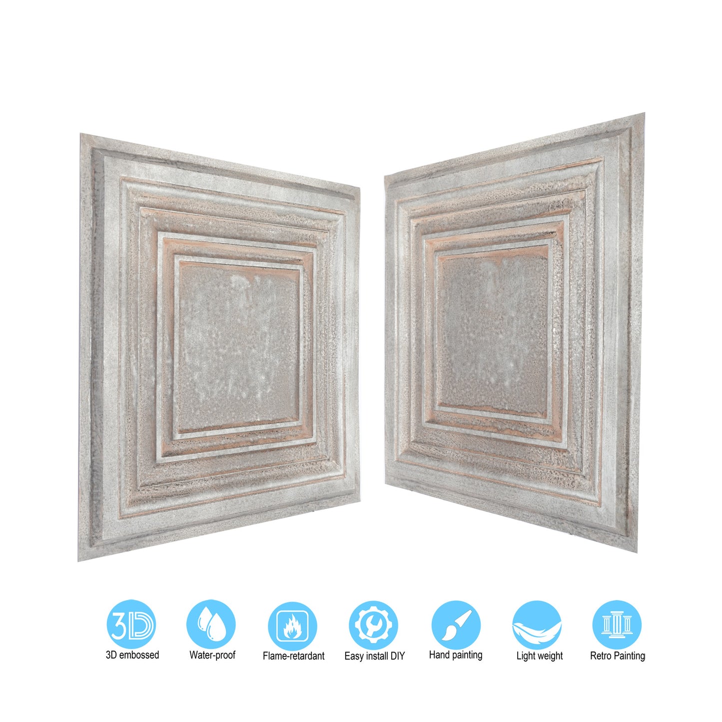 10Pcs Vintage Ceiling Tiles for Wine Cellars, Old-World Restaurants and Artistic Rooms PL05