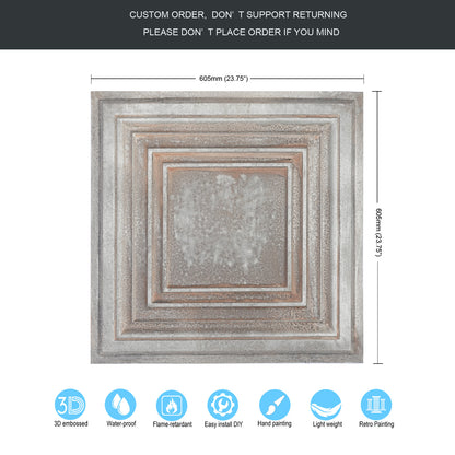 10Pcs Vintage Ceiling Tiles for Wine Cellars, Old-World Restaurants and Artistic Rooms PL05