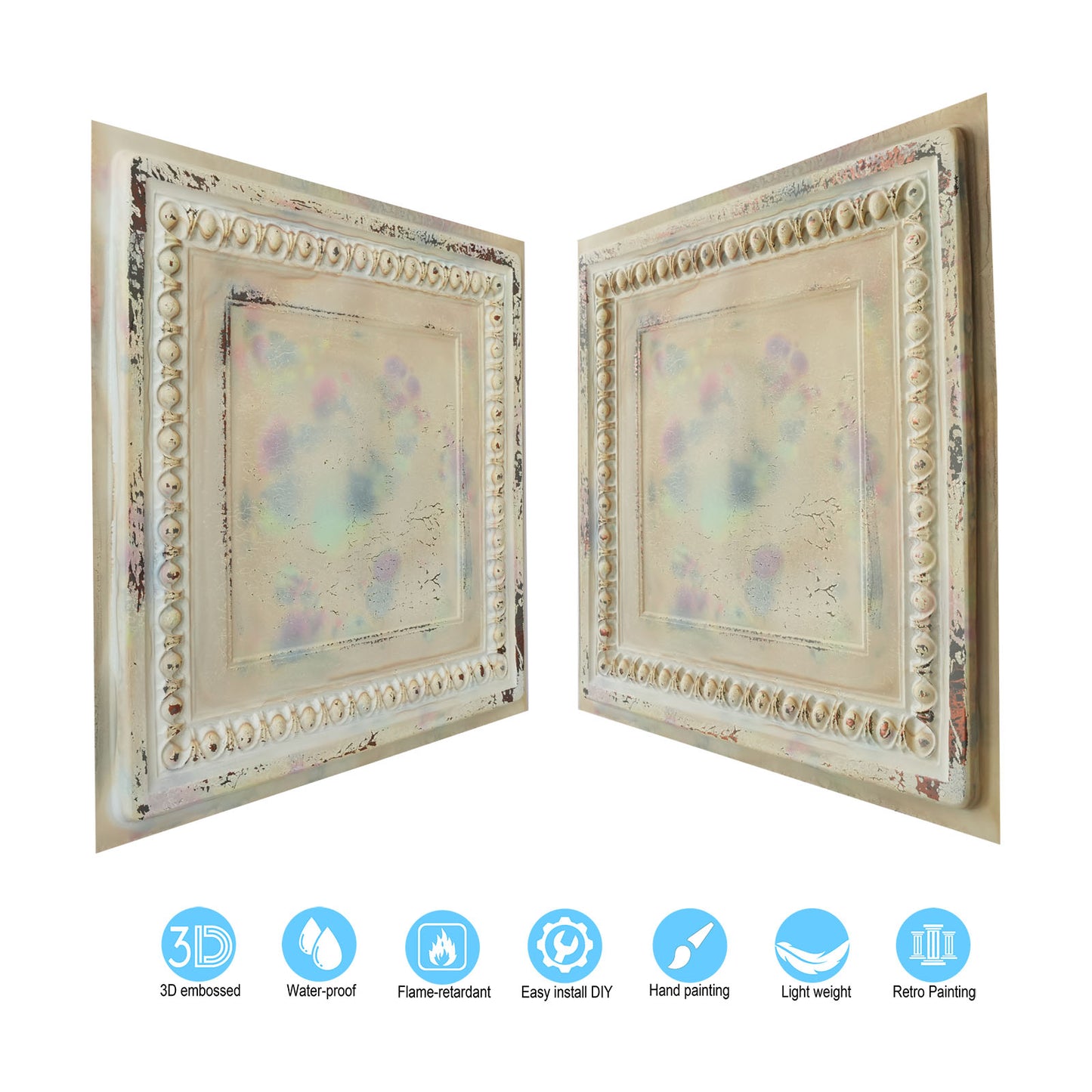 10Pcs Decorative Ceiling Tiles for Luxury Hotels, Villas, Salons and High-End Interiors PL06