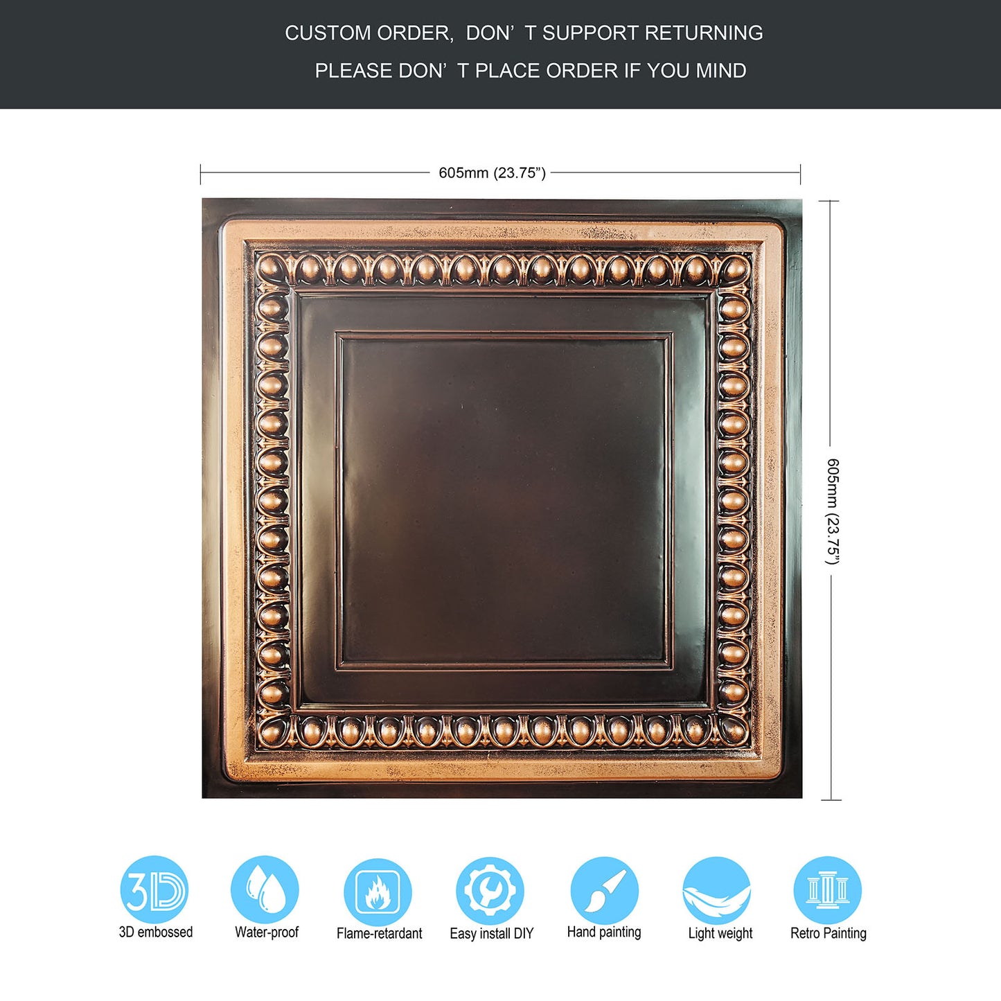 10Pcs Faux Tin Drop-In Tiles for Premium Restaurants, Meeting Rooms and Hotel Lobbies PL06