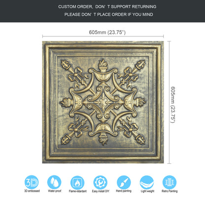 10Pcs Antique Ceiling Tiles for Premium Hotels, Mansions, Villas and Classic Dining Rooms PL07