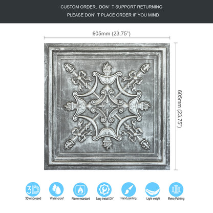 10Pcs Antique Ceiling Tiles for Premium Hotels, Mansions, Villas and Classic Dining Rooms PL07
