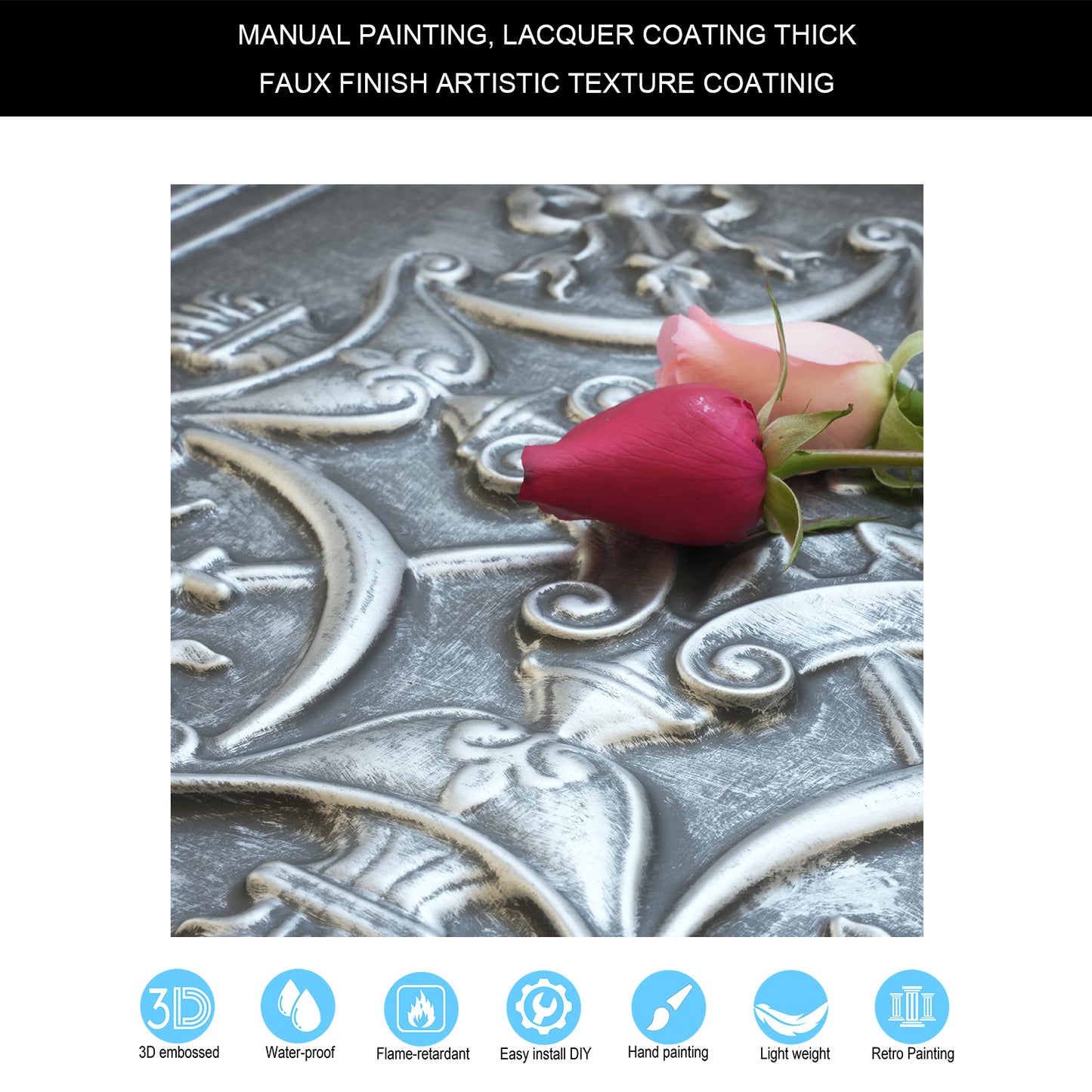 10Pcs Antique Ceiling Tiles for Premium Hotels, Mansions, Villas and Classic Dining Rooms PL07