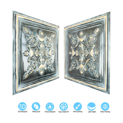 10Pcs Antique Ceiling Tiles for Premium Hotels, Mansions, Villas and Classic Dining Rooms PL07