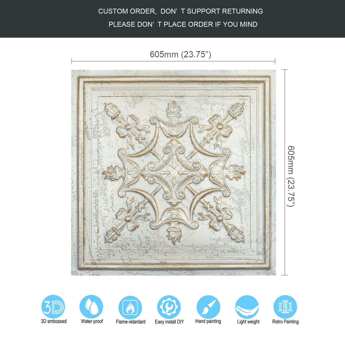 10PCS Artistic Ceiling Tiles for Libraries, Museums, Craft Studios and Cultural Interiors PL07