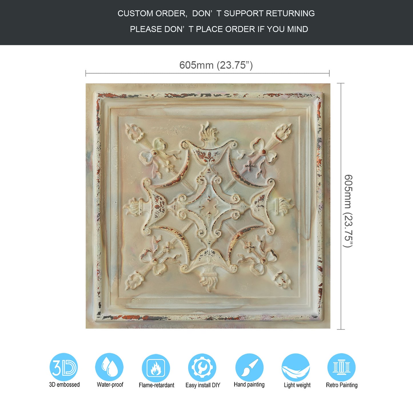 10PCS Artistic Ceiling Tiles for Libraries, Museums, Craft Studios and Cultural Interiors PL07