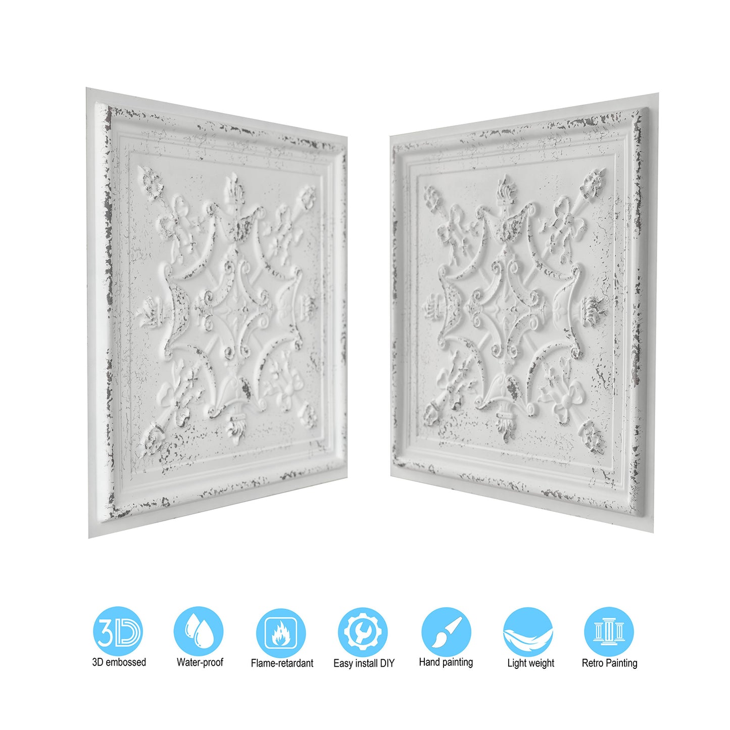 10PCS Artistic Ceiling Tiles for Libraries, Museums, Craft Studios and Cultural Interiors PL07