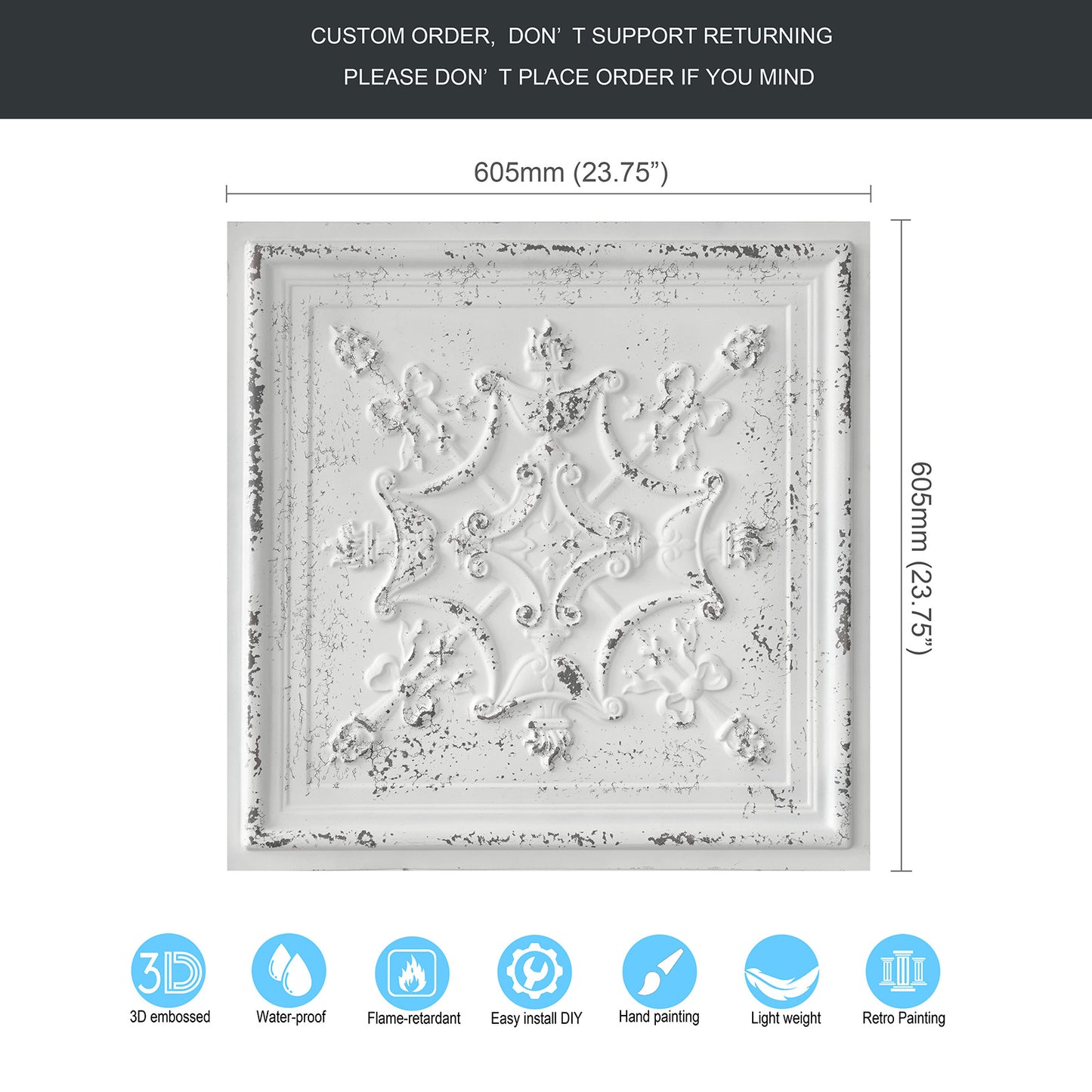 10PCS Artistic Ceiling Tiles for Libraries, Museums, Craft Studios and Cultural Interiors PL07