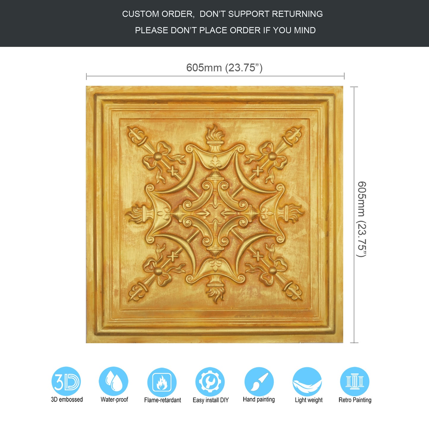 10Pcs Embossing Ceiling Tiles for Boutique Restaurants, Premium Lounges and Luxury Hotels PL07