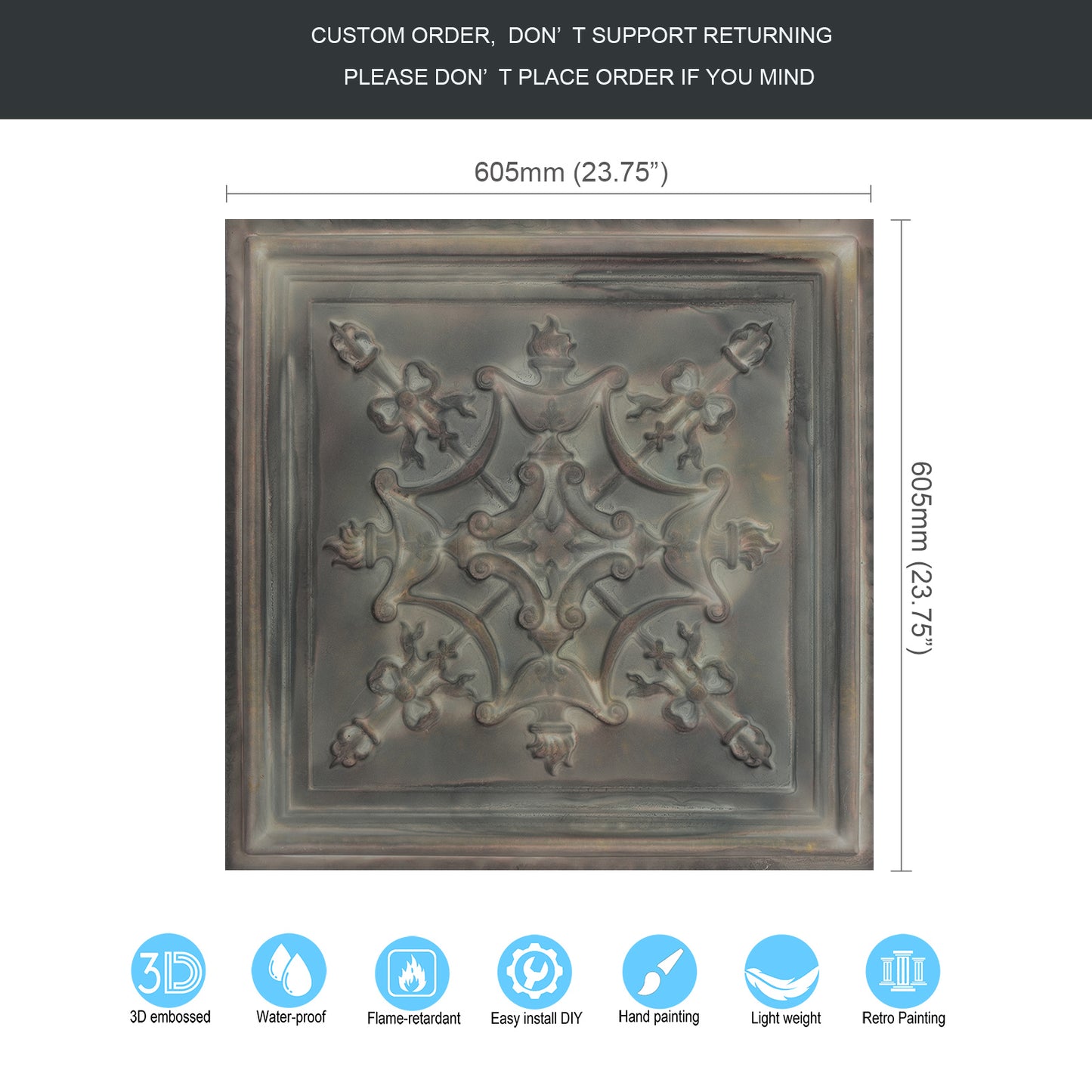 10Pcs Embossing Ceiling Tiles for Boutique Restaurants, Premium Lounges and Luxury Hotels PL07