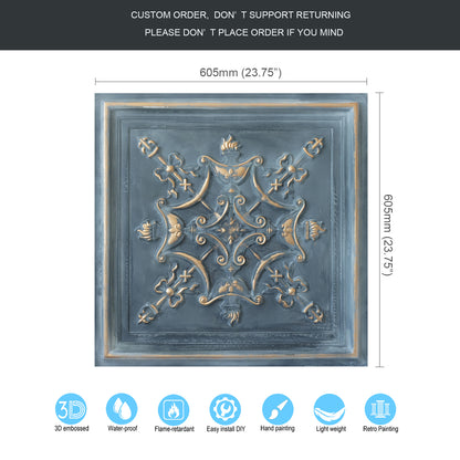 10Pcs Antique Ceiling Tiles for Premium Hotels, Mansions, Villas and Classic Dining Rooms PL07